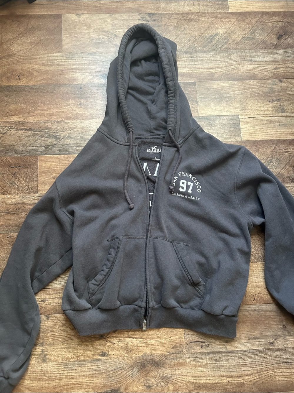 Hollister Kids' Blueish-Grey Zip-Up Hoodie Jacket - San Francisco 97